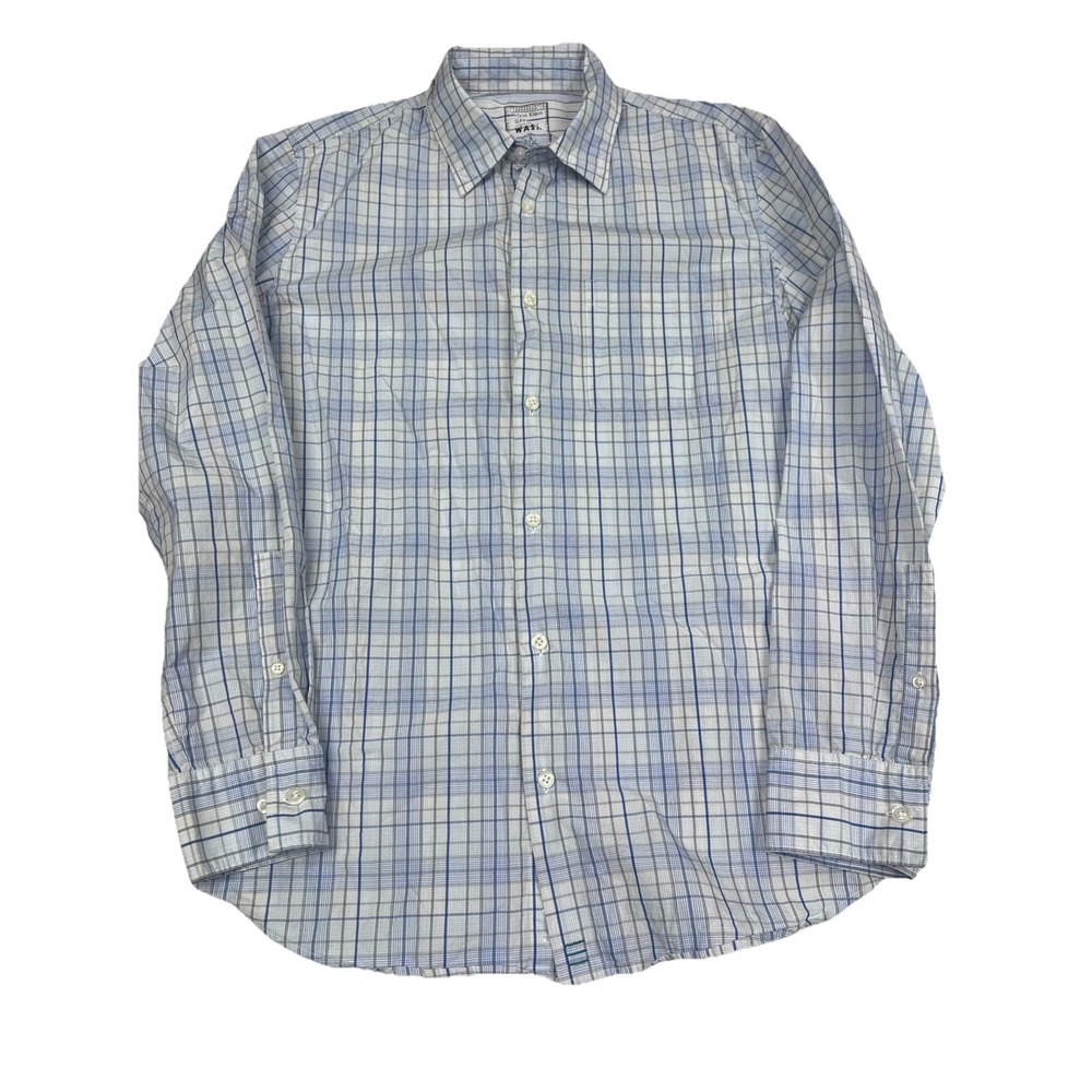 Calvin Klein Mens Garment Wash Blue Striped Button Down Size Medium
